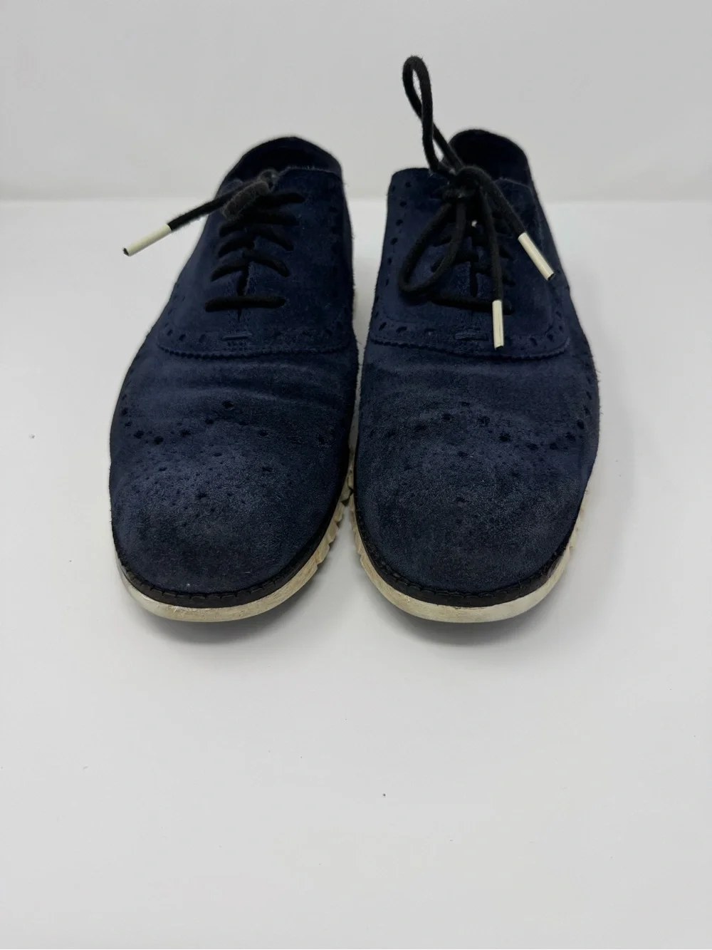 Cole Haan Navy Suede Brogue Derby Shoes